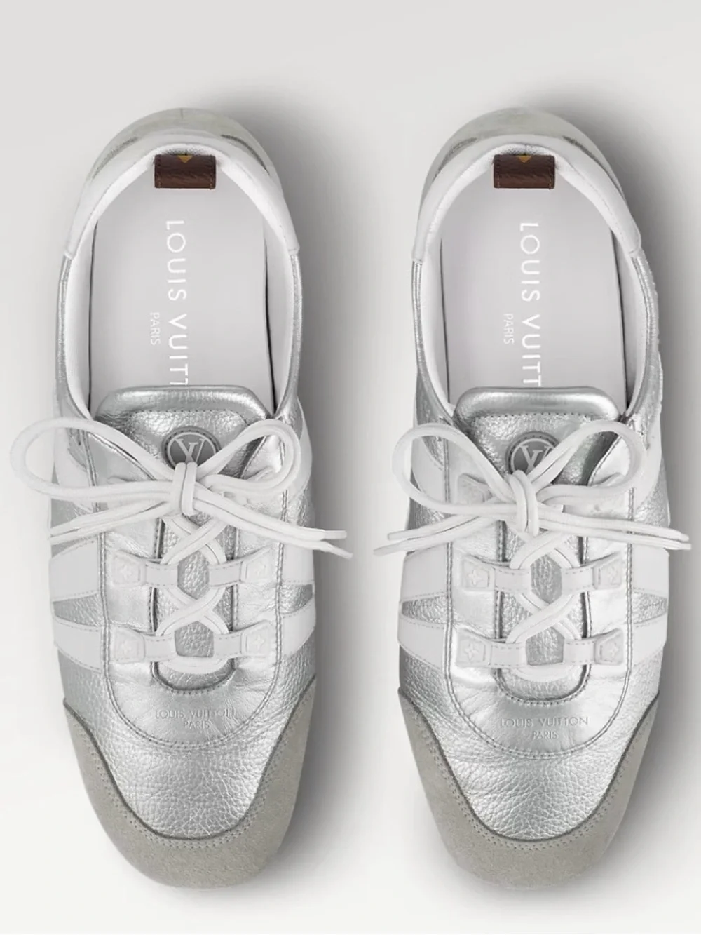 Louis Vuitton LV Sneakerina Metallic Silver White Women's Sneakers Size 7